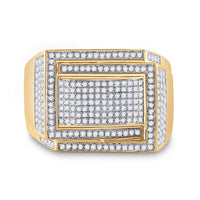 Load image into Gallery viewer, 10kt Yellow Gold Mens Round Diamond Domed Fashion Ring 3/4 Cttw
