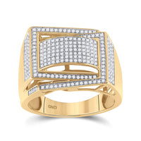 Load image into Gallery viewer, 10kt Yellow Gold Mens Round Diamond Domed Fashion Ring 3/4 Cttw
