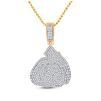 Load image into Gallery viewer, 14kt Yellow Gold Mens Round Diamond Allah Islam Charm Pendant 1 Cttw
