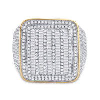 Load image into Gallery viewer, 14kt Yellow Gold Mens Baguette Diamond Square Ring 2-1/2 Cttw
