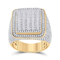 Load image into Gallery viewer, 14kt Yellow Gold Mens Baguette Diamond Square Ring 2-1/2 Cttw
