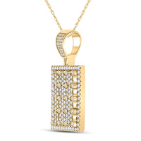 Load image into Gallery viewer, 14kt Yellow Gold Mens Round Diamond Rectangle Charm Pendant 2 Cttw
