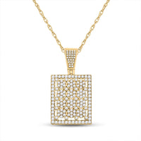 Load image into Gallery viewer, 14kt Yellow Gold Mens Round Diamond Rectangle Charm Pendant 2 Cttw

