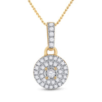 Load image into Gallery viewer, 10kt Yellow Gold Womens Round Diamond Circle Pendant 1/6 Cttw

