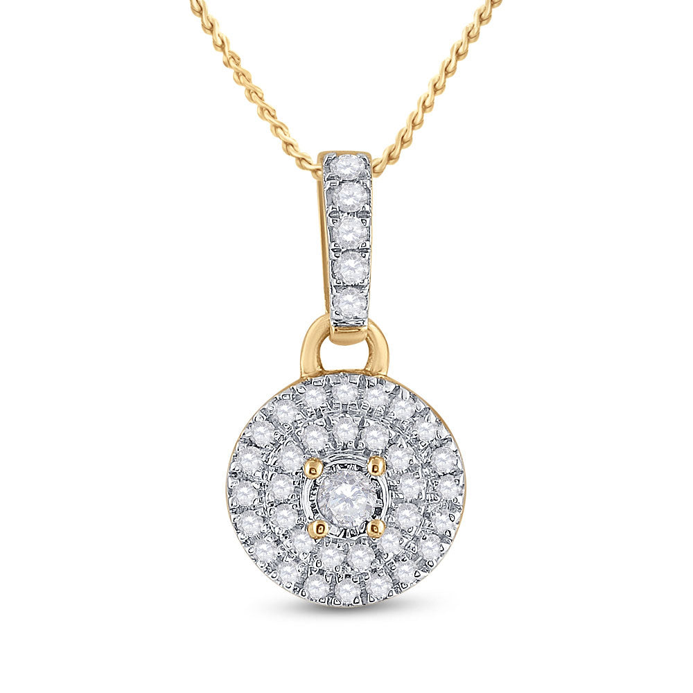 10kt Yellow Gold Womens Round Diamond Circle Pendant 1/6 Cttw