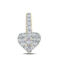 Load image into Gallery viewer, 10kt Yellow Gold Womens Round Diamond Heart Pendant 1/3 Cttw
