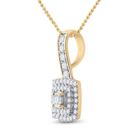 Load image into Gallery viewer, 10kt Yellow Gold Womens Round Diamond Square Pendant 1/3 Cttw
