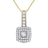 Load image into Gallery viewer, 10kt Yellow Gold Womens Round Diamond Square Pendant 1/3 Cttw
