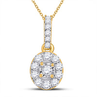 Load image into Gallery viewer, 10kt Yellow Gold Womens Round Diamond Oval Pendant 1/5 Cttw
