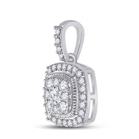 Load image into Gallery viewer, 14kt White Gold Womens Round Diamond Square Pendant 1/4 Cttw
