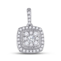 Load image into Gallery viewer, 14kt White Gold Womens Round Diamond Square Pendant 1/4 Cttw

