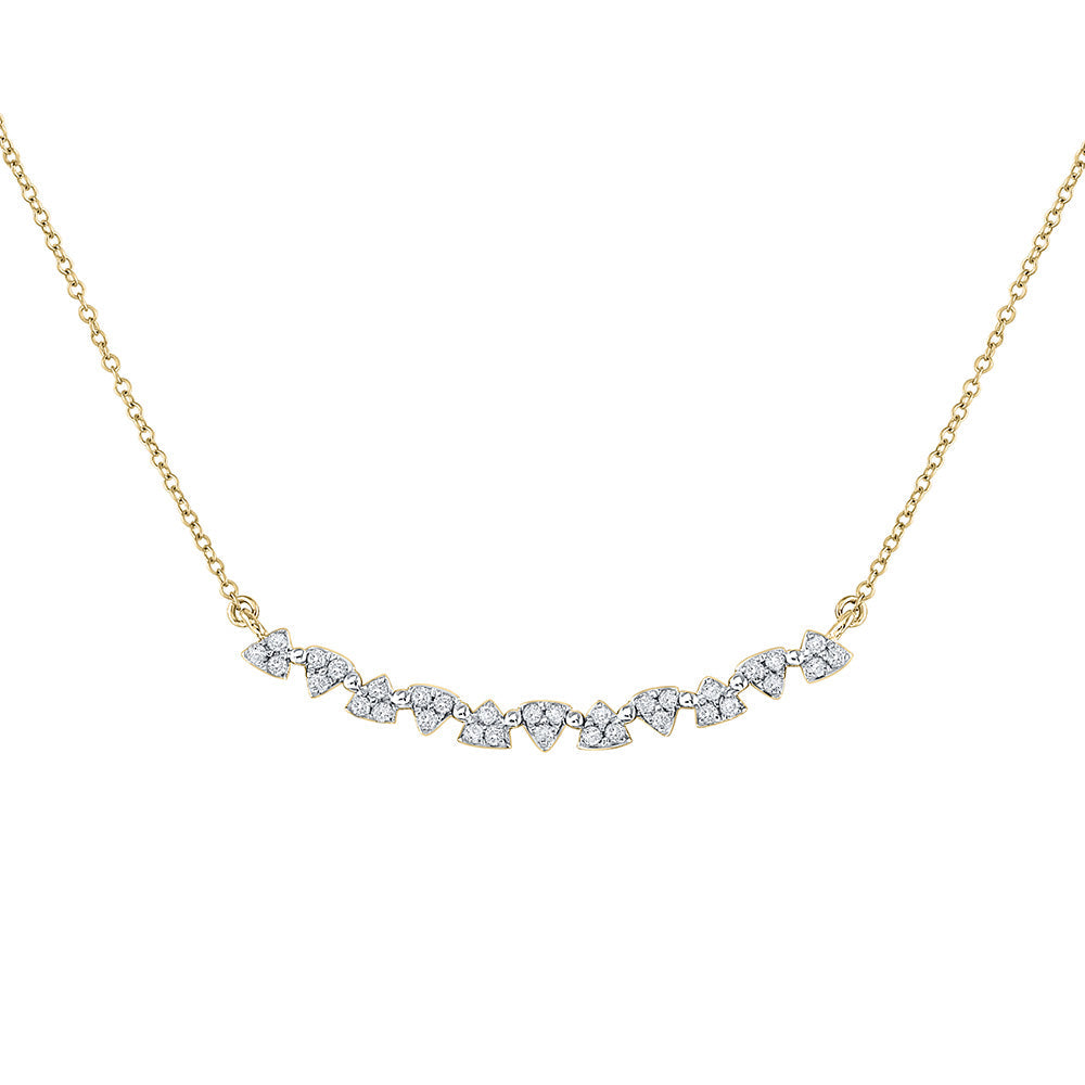 14kt Yellow Gold Womens Round Diamond Curved Bar Necklace 1/6 Cttw