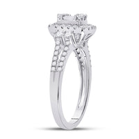 Load image into Gallery viewer, 14kt White Gold Womens Baguette Diamond Square Cluster Ring 3/4 Cttw
