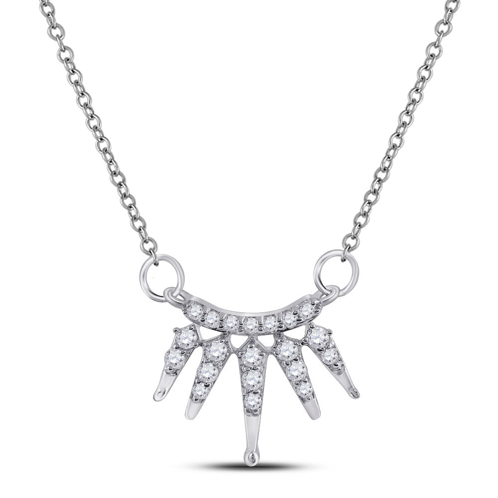 10kt White Gold Womens Round Diamond Fashion Necklace 1/6 Cttw