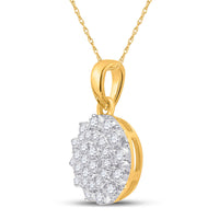 Load image into Gallery viewer, 14kt Yellow Gold Womens Round Diamond Flower Cluster Pendant 1/3 Cttw
