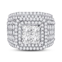 Load image into Gallery viewer, 14kt White Gold Princess Diamond Bridal Wedding Ring Band Set 5 Cttw
