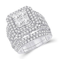 Load image into Gallery viewer, 14kt White Gold Princess Diamond Bridal Wedding Ring Band Set 5 Cttw
