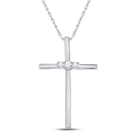 Load image into Gallery viewer, 10kt White Gold Womens Round Diamond Cross Pendant 1/6 Cttw
