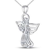 Load image into Gallery viewer, 10kt White Gold Womens Round Diamond Guardian Angel Pendant 1/10 Cttw
