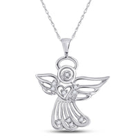 Load image into Gallery viewer, 10kt White Gold Womens Round Diamond Guardian Angel Pendant 1/10 Cttw
