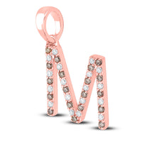 Load image into Gallery viewer, 10kt Rose Gold Womens Round Brown Diamond Initial M Letter Pendant 1/3 Cttw

