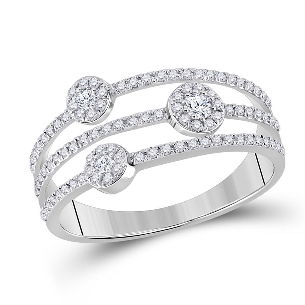 10kt White Gold Womens Round Diamond Band Ring 1/3 Cttw