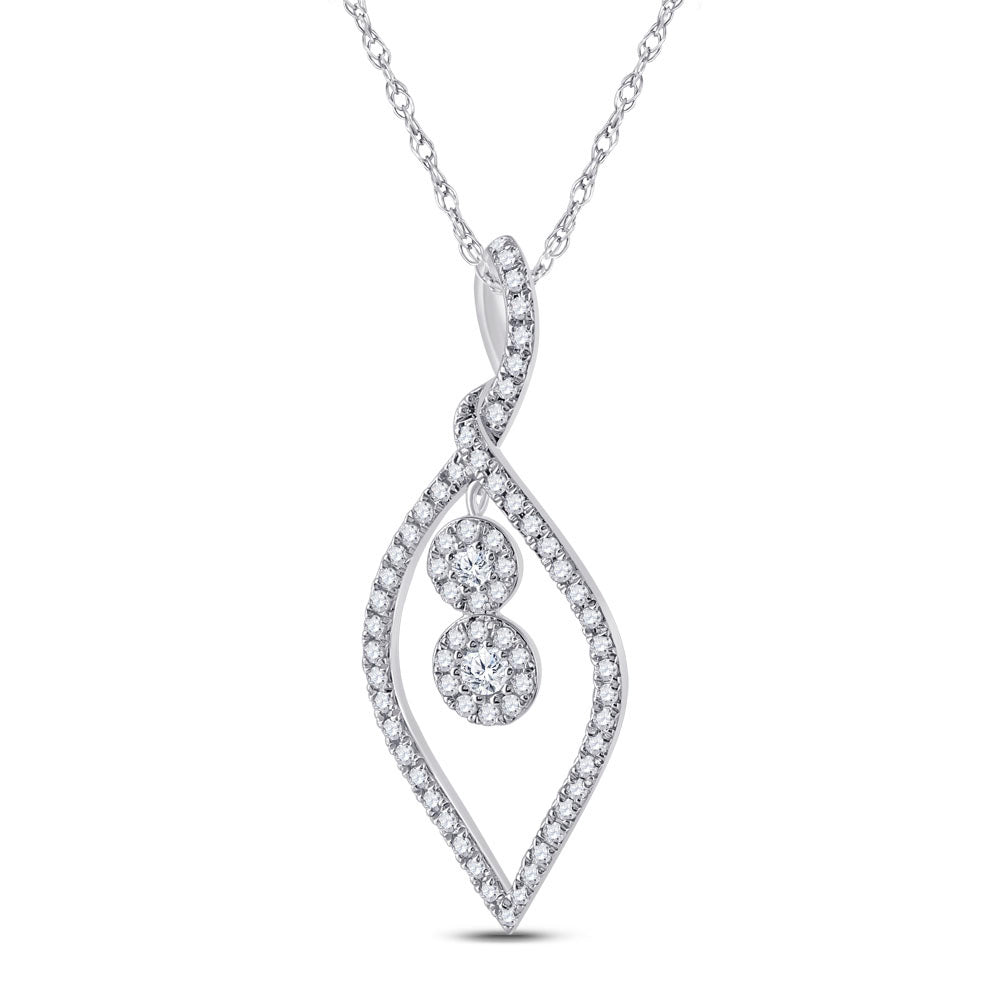 10kt White Gold Womens Round Diamond Fashion Pendant 1/4 Cttw