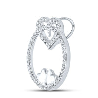 Load image into Gallery viewer, 10kt White Gold Womens Round Diamond Circle Heart Pendant 1/5 Cttw

