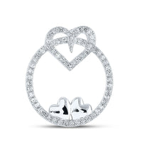 Load image into Gallery viewer, 10kt White Gold Womens Round Diamond Circle Heart Pendant 1/5 Cttw
