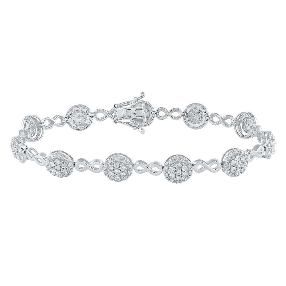 10kt White Gold Womens Round Diamond Infinity Bracelet 2-1/5 Cttw
