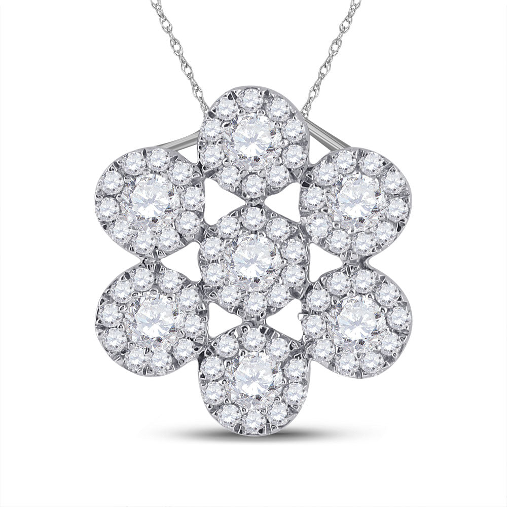10kt White Gold Womens Round Diamond Fashion Pendant 1/2 Cttw