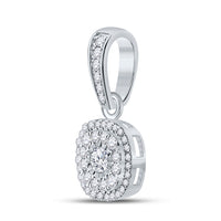 Load image into Gallery viewer, 10kt White Gold Womens Round Diamond Cluster Pendant 1/4 Cttw
