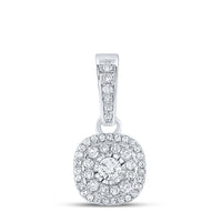 Load image into Gallery viewer, 10kt White Gold Womens Round Diamond Cluster Pendant 1/4 Cttw
