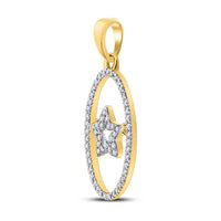 Load image into Gallery viewer, 10kt Yellow Gold Womens Round Diamond Oval Star Pendant 1/5 Cttw
