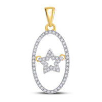 Load image into Gallery viewer, 10kt Yellow Gold Womens Round Diamond Oval Star Pendant 1/5 Cttw
