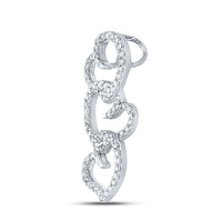 Load image into Gallery viewer, 10kt White Gold Womens Round Diamond Triple Heart Pendant 1/4 Cttw
