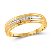 Load image into Gallery viewer, 10kt Yellow Gold Mens Round Diamond Wedding Band Ring 1/20 Cttw
