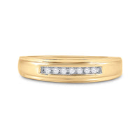Load image into Gallery viewer, 10kt Yellow Gold Mens Round Diamond Wedding Band Ring 1/12 Cttw
