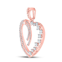 Load image into Gallery viewer, 14kt Rose Gold Womens Round Diamond Heart Pendant 5/8 Cttw
