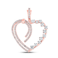 Load image into Gallery viewer, 14kt Rose Gold Womens Round Diamond Heart Pendant 5/8 Cttw
