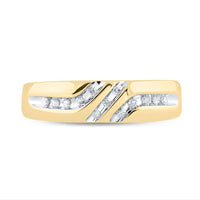 Load image into Gallery viewer, 10kt Yellow Gold Mens Round Diamond Wedding Band Ring 1/8 Cttw
