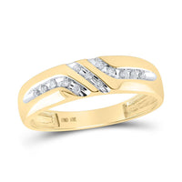 Load image into Gallery viewer, 10kt Yellow Gold Mens Round Diamond Wedding Band Ring 1/8 Cttw
