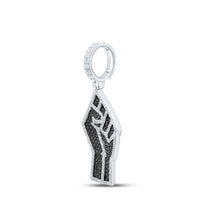 Load image into Gallery viewer, 10kt White Gold Mens Black Diamond BLM Fist Black Lives Matter Charm Pendant 2 Cttw
