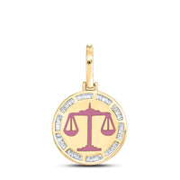 Load image into Gallery viewer, 10kt Yellow Gold Mens Baguette Diamond Libra Charm Pendant 1/2 Cttw
