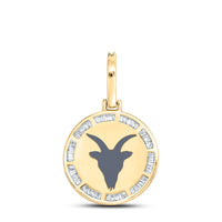 Load image into Gallery viewer, 10kt Yellow Gold Mens Baguette Diamond Capricorn Sign Charm Pendant 5/8 Cttw
