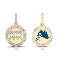 Load image into Gallery viewer, 10kt Yellow Gold Mens Baguette Diamond Aquarius Charm Pendant 5/8 Cttw
