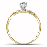 Load image into Gallery viewer, 10kt Yellow Gold His Hers Round Diamond Cluster Matching Wedding Set 1/10 Cttw
