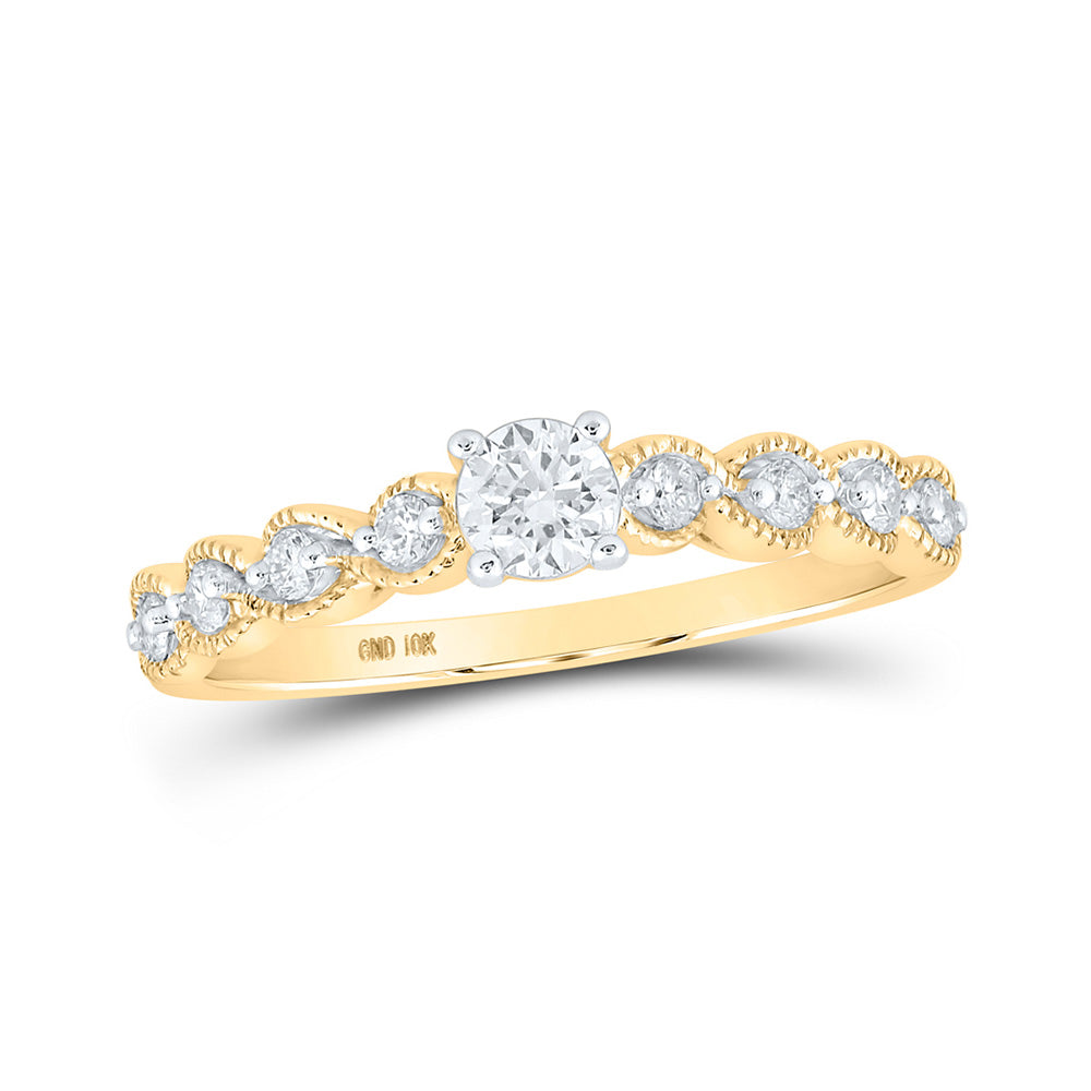 10kt Yellow Gold Round Diamond Solitaire Bridal Wedding Engagement Ring 1/3 Cttw