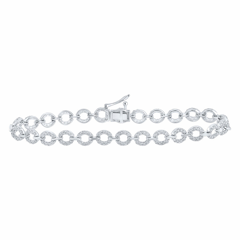 10kt White Gold Womens Round Diamond Fashion Bracelet 1-1/2 Cttw