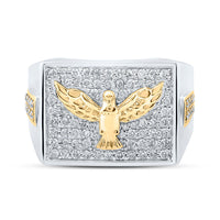 Load image into Gallery viewer, 10kt Two-tone Gold Mens Round Diamond Eagle Fashion Ring 3/4 Cttw
